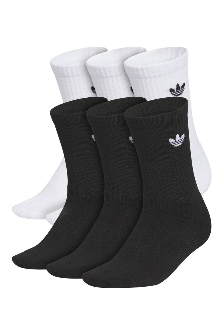 Kids' Originals Trefoil Assorted 6-Pack Crew Socks, Main, color, WHITE/ BLACK