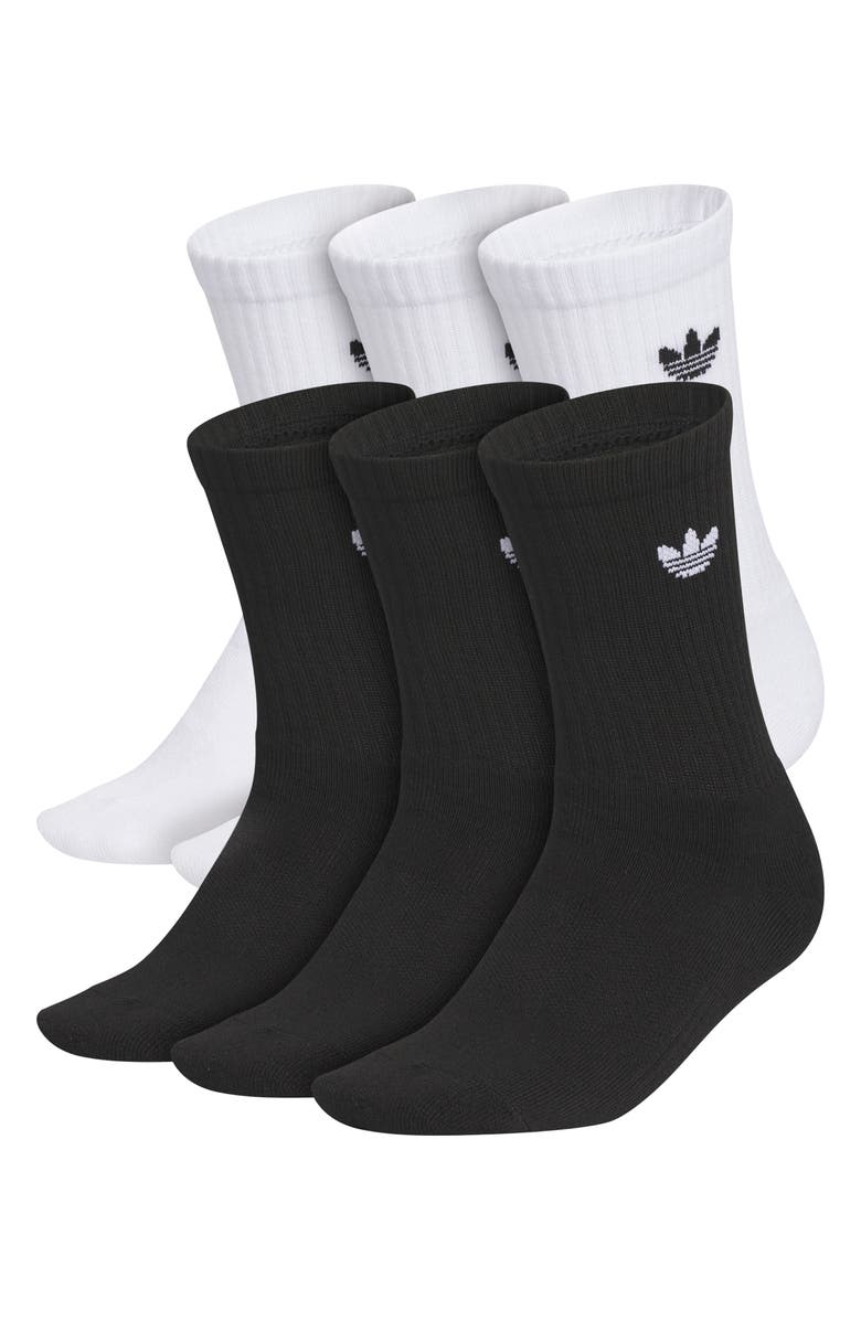 adidas Kids' Originals Trefoil Assorted 6-Pack Crew Socks, Main, color, White/ Black