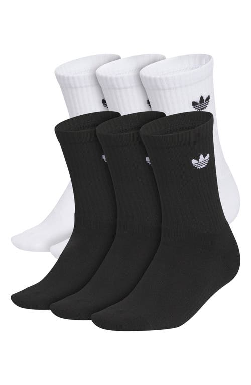 adidas Kids' Originals Trefoil Assorted 6-Pack Crew Socks in White/black at Nordstrom, Size Medium