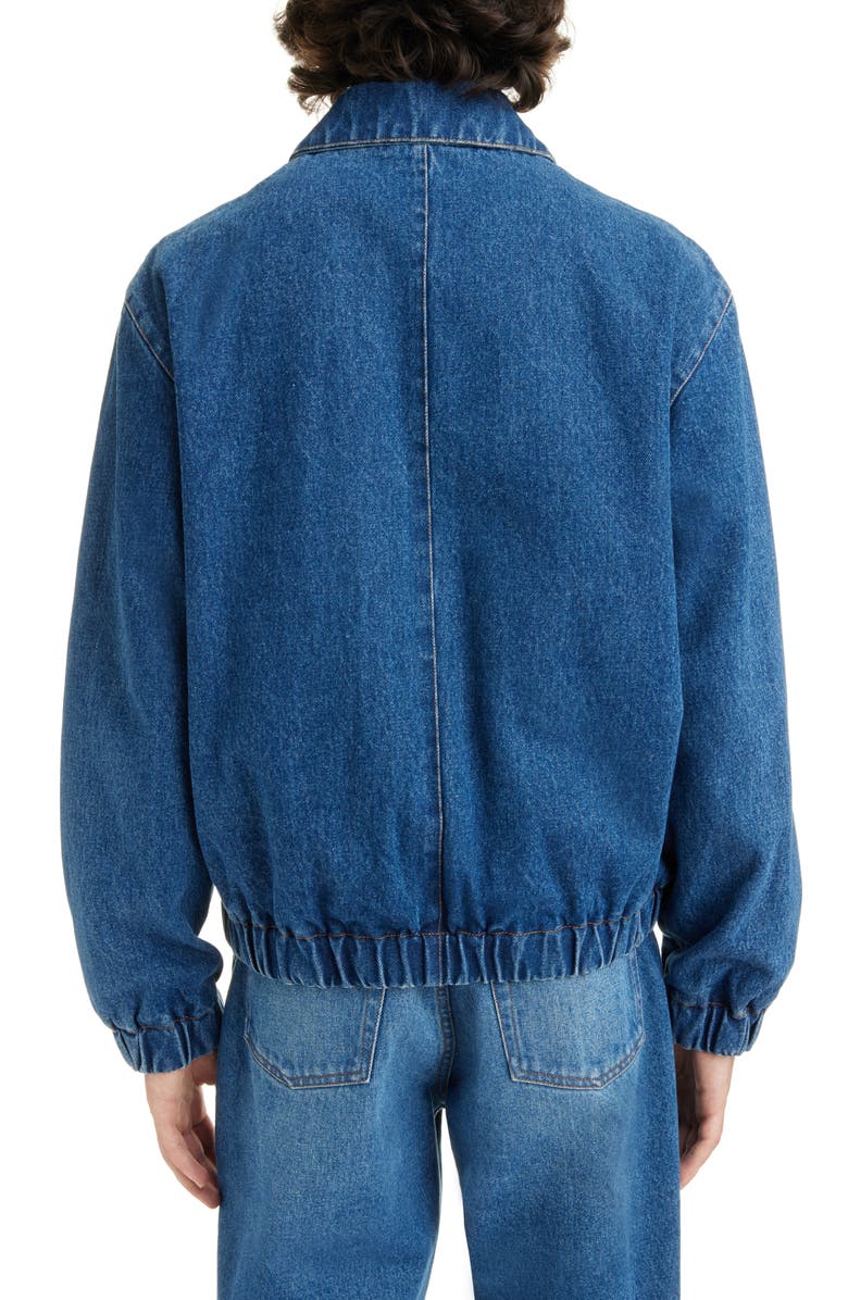 AMI PARIS Ami de Coeur Logo Plaque Zip Denim Jacket, Alternate, color, 