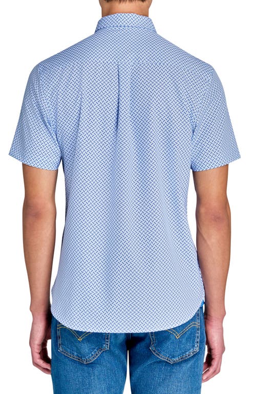 Construct Mini Barrelong Sleeve Woven Short Sleeve Basic In White/blue