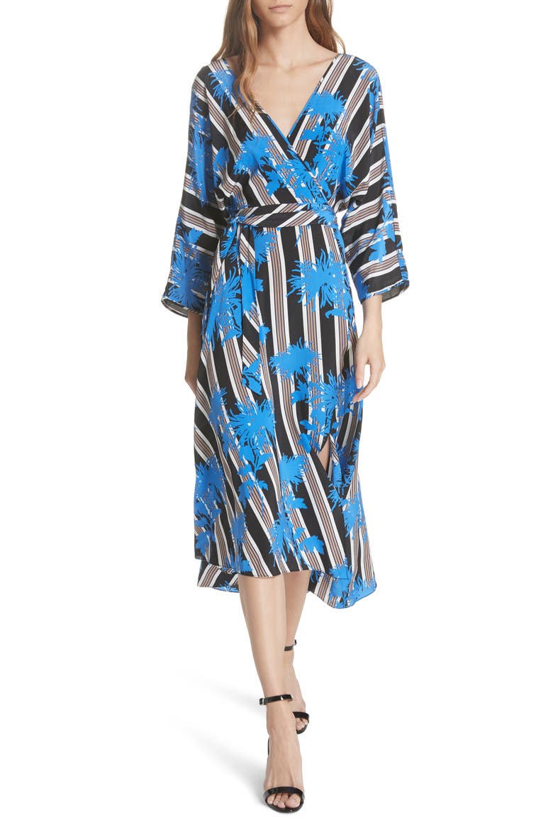 Eloise Silk Wrap Midi Dress, Main, color, SHELFORD B
