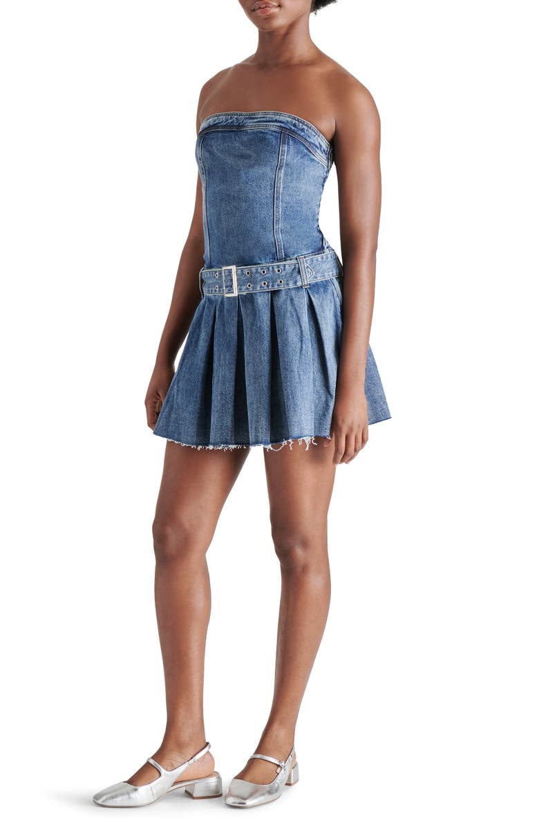 Steve Madden Rowe Strapless Denim Minidress, Alternate, color, Blue Denim