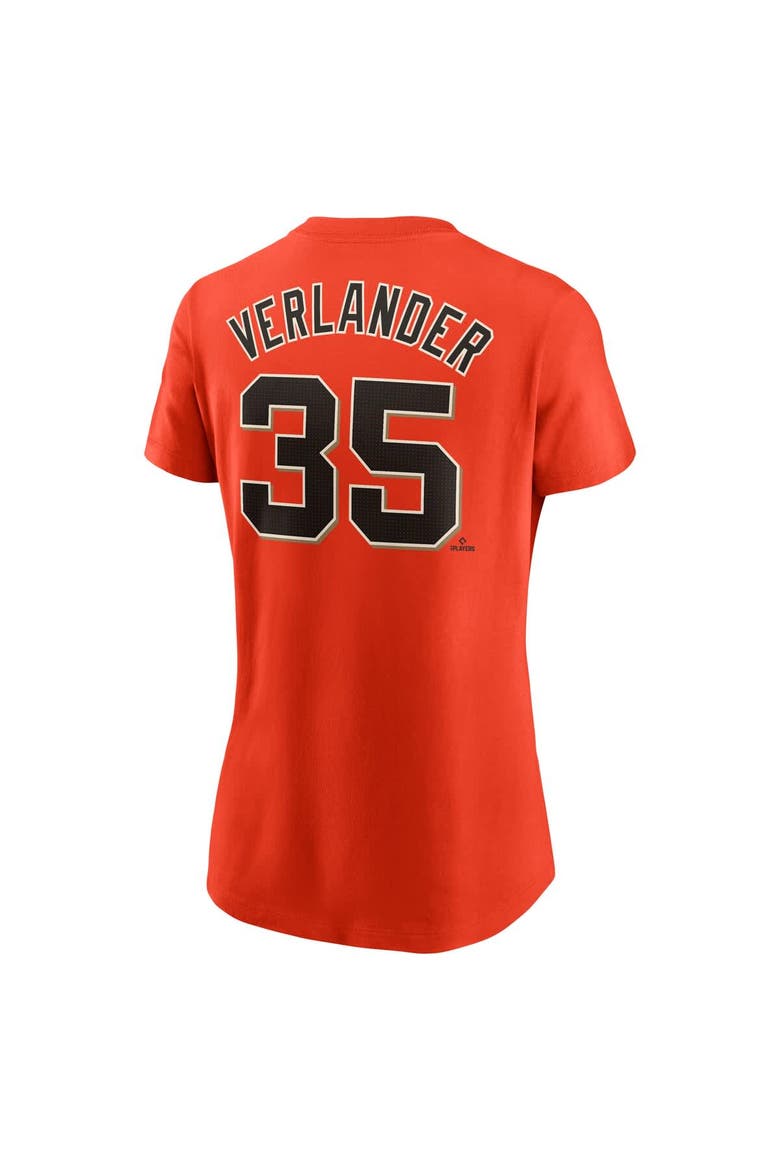 Women's Nike Justin Verlander Orange San Francisco Giants Fuse Name & Number T-Shirt, Alternate, color, Orange
