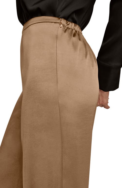 Donna Karan New York Wide Leg Satin Pants In Brown