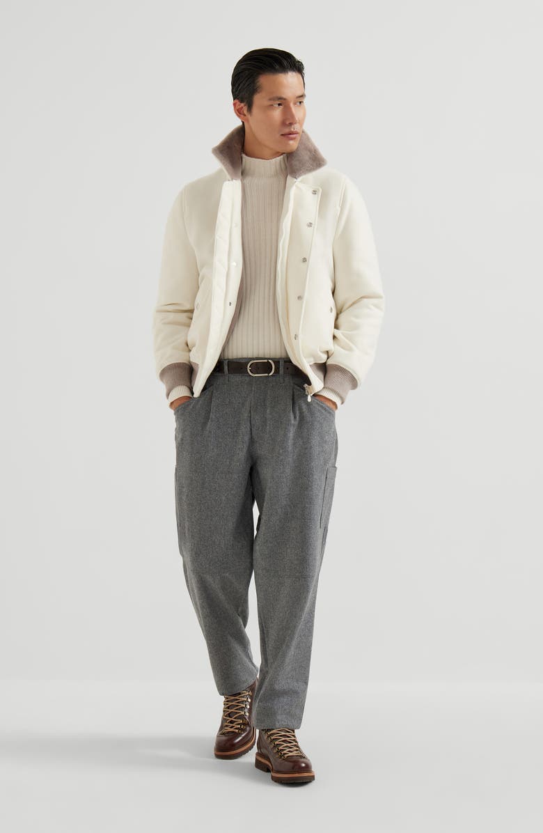 Brunello Cucinelli Virgin wool flannel trousers, Alternate, color, Medium Grey