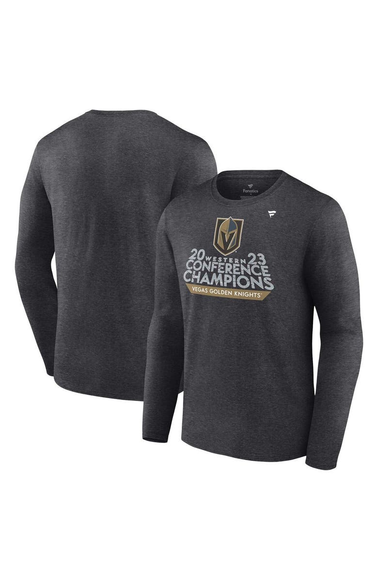 FANATICS Men's Fanatics Branded  Heather Charcoal Vegas Golden Knights 2023 Western Conference Champions Locker Room Long Sleeve T-Shirt, Main, color, 