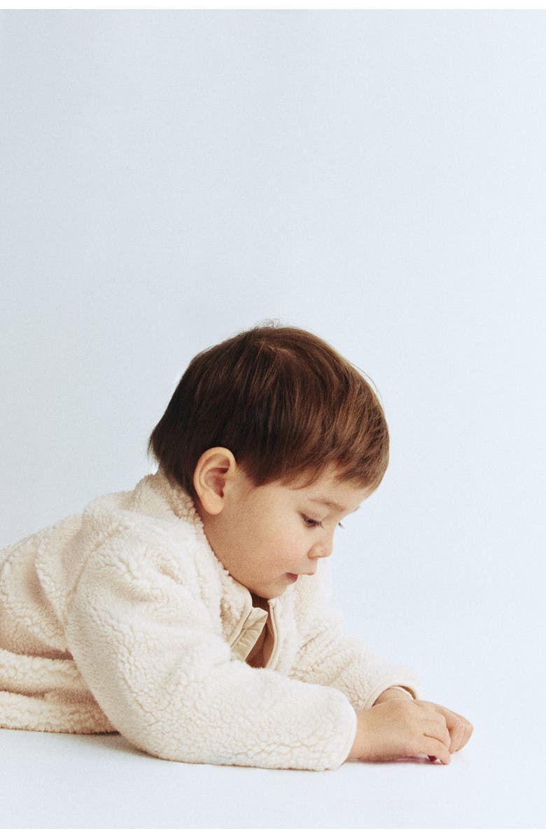 H&M Teddy fleece jacket, Alternate, color, Light Beige