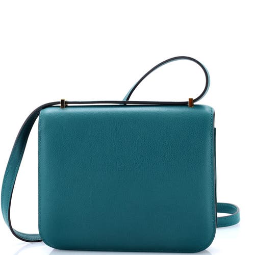 Pre-owned Hermes  Hermes Constance Bag Evercolor 18 In Blue