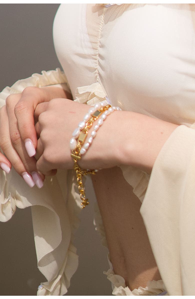 Classicharms Mia Layered Luxe Freshwater Pearl Bracelet, Alternate, color,