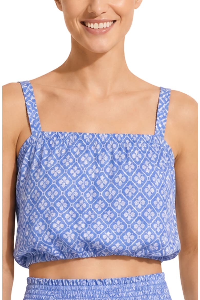 Dani Bubble Crop Top, Main, color, Meridien Breeze