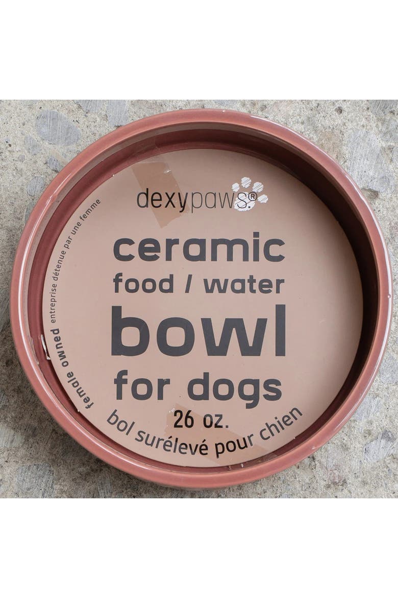 Ceramic Dog Bowl, 26 oz, Pet Feeding Dish, Alternate, color, Pink