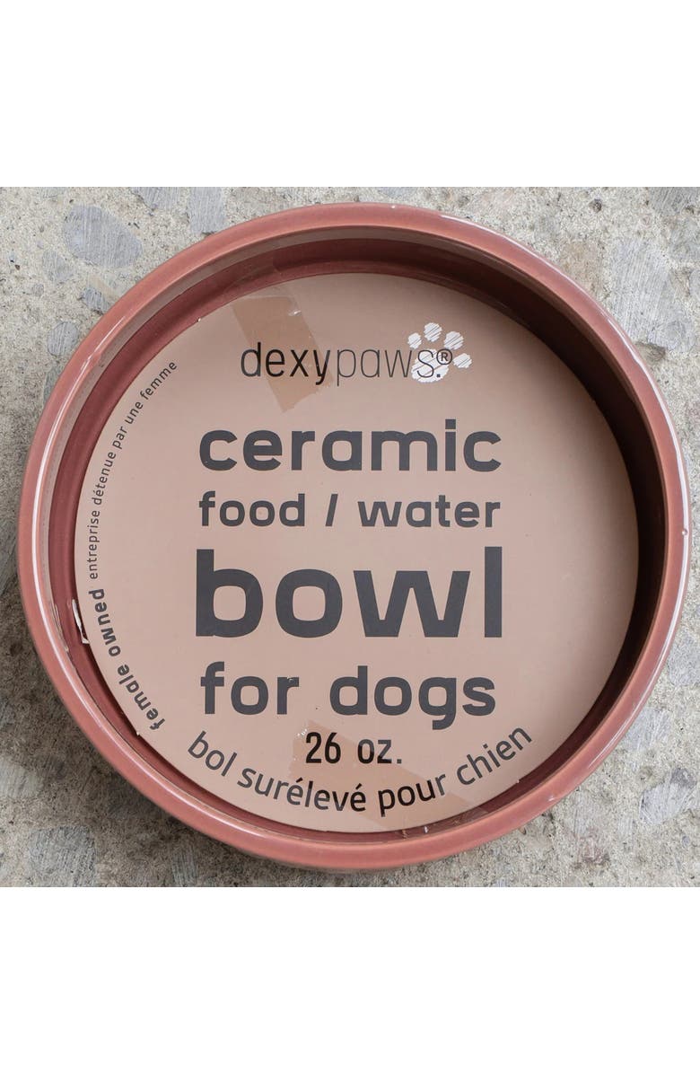 Dexypaws Ceramic Dog Bowl, 26 oz, Pet Feeding Dish, Alternate, color, Pink