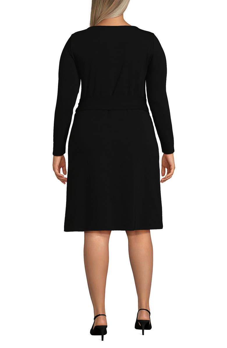 Lands' End Long Sleeve Lightweight Cotton Modal Boatneck Tie Waist Dress, Alternate, color, 