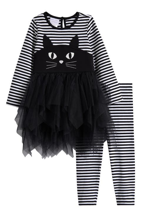 Kids' Cat Face Long Sleeve Tutu Dress & Leggings Set (Toddler)