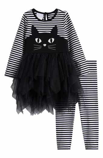 Iris & Ivy Kids' Cat Face Long Sleeve Tutu Dress & Leggings Set