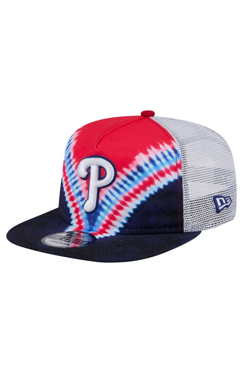 New Era Men's New Era Philadelphia Phillies Tie-Dye Golfer Trucker Adjustable Hat, Main, color, 