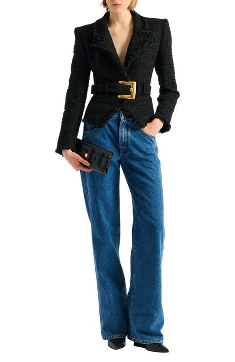 Belted tweed jacket