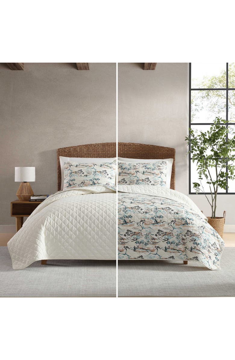 Eddie Bauer Alani Island Conversation Cotton King Quilt Set, Alternate, color, Light Beige