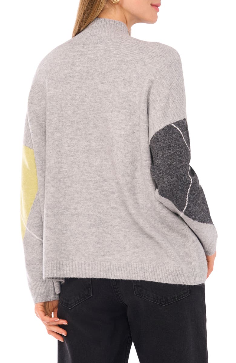 Halogen<sup>®</sup> Argyle Mock Neck Sweater, Alternate, color, Light Heather Grey