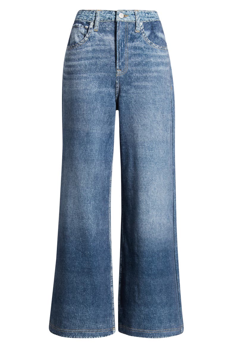 Wide Leg Cotton Terry Knit Jeans, Alternate, color, INDIGO