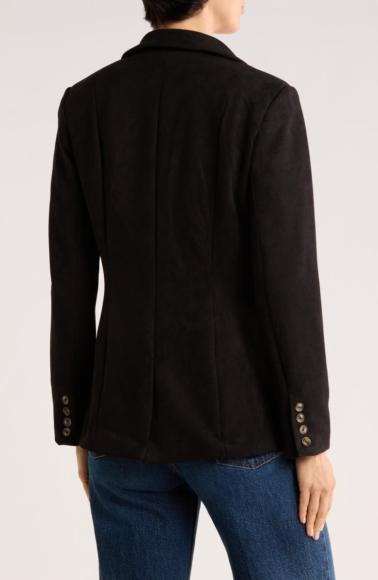 T Tahari Faux Suede Blazer, Alternate, color, Black
