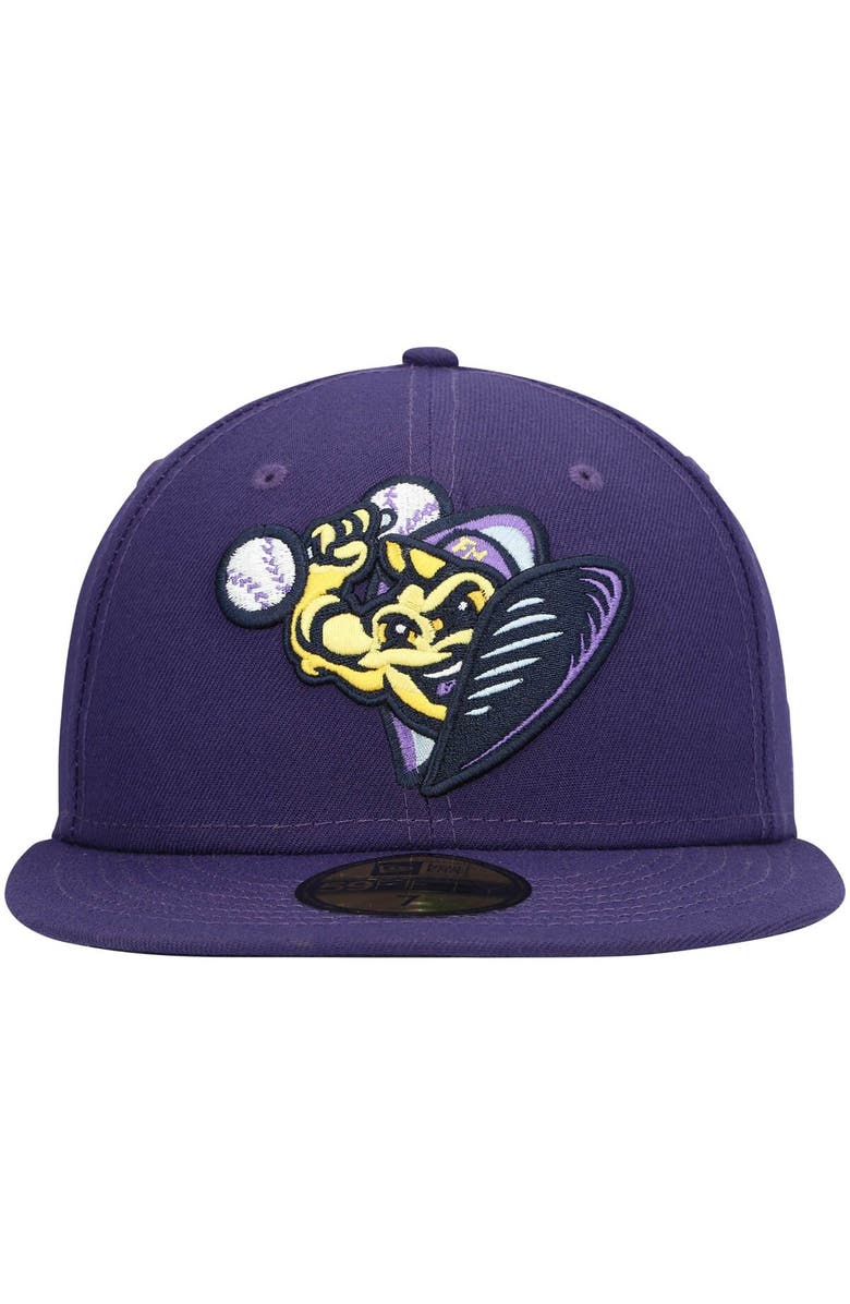 New Era Men's New Era Purple Fort Myers Mighty Mussels Alternate Authentic Collection 59FIFTY Fitted Hat, Alternate, color, 