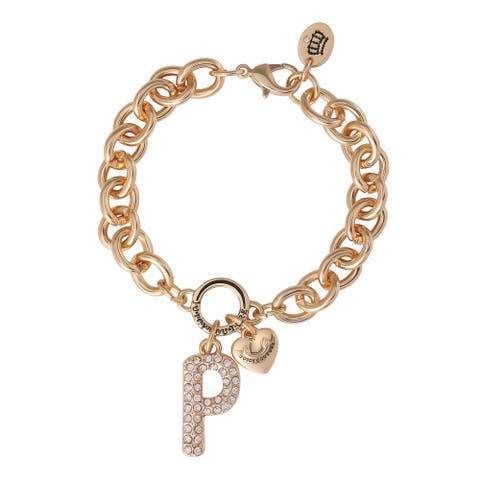 Pavé Initial Charm Bracelet, 7.5'' Gold Tone Link