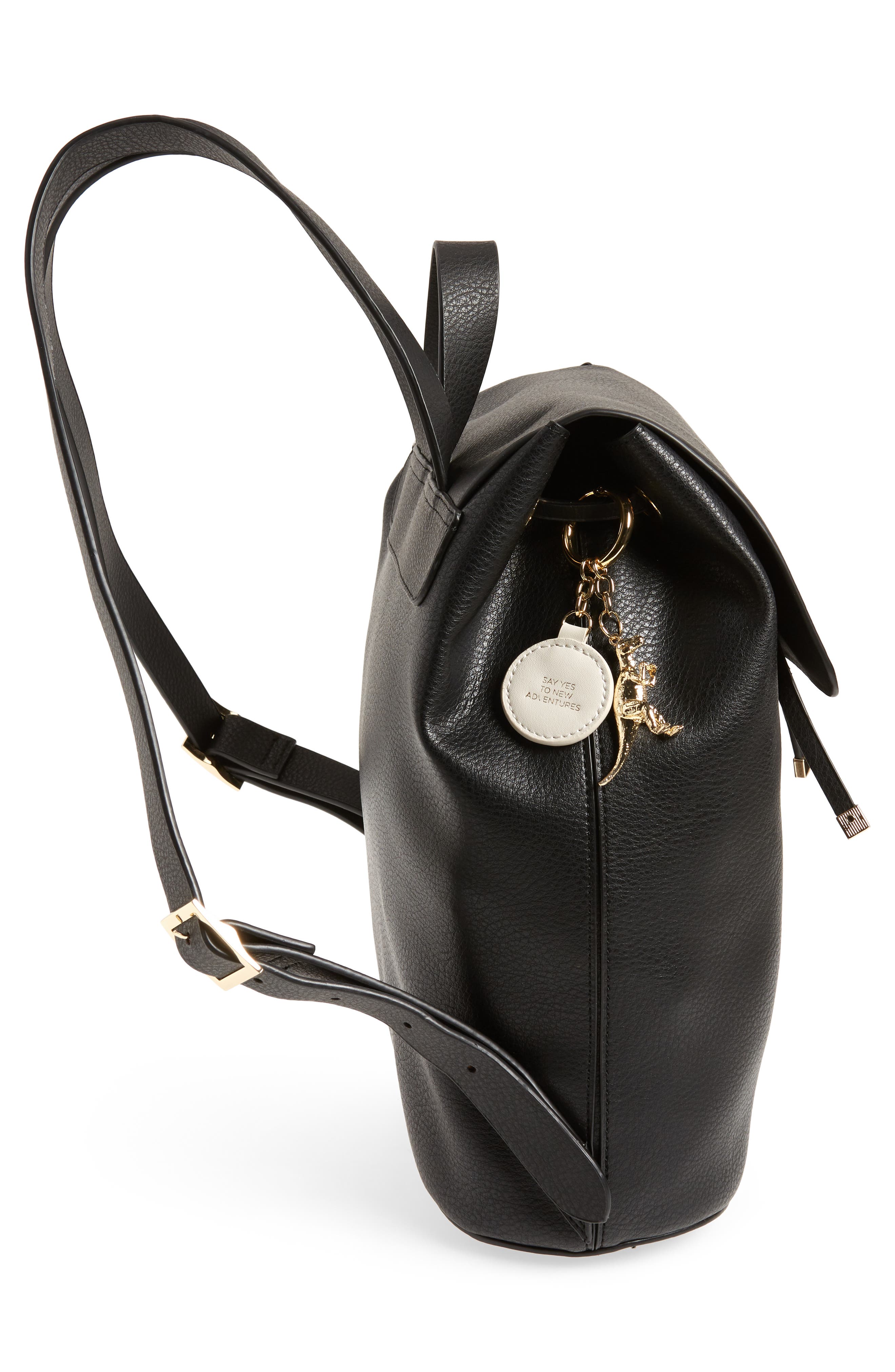 Faux Leather Backpack, Alternate, color, BLACK