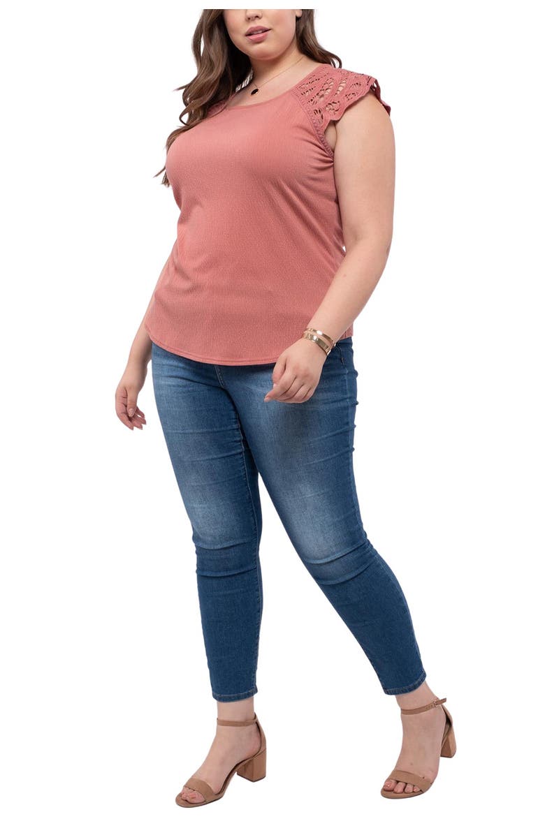 Blu Pepper Lace Sleeve Top, Alternate, color, 