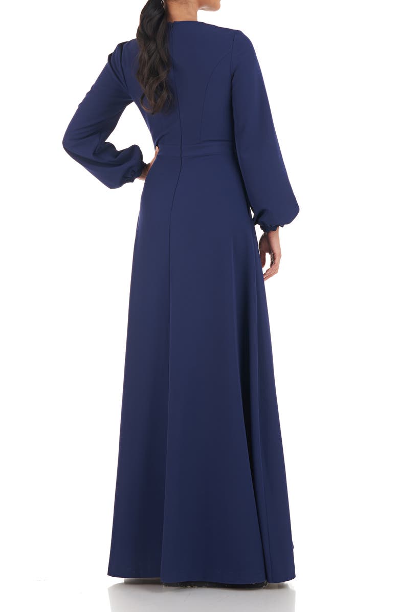 Kay Unger Kinsely Long Sleeve Crepe Gown, Alternate, color,