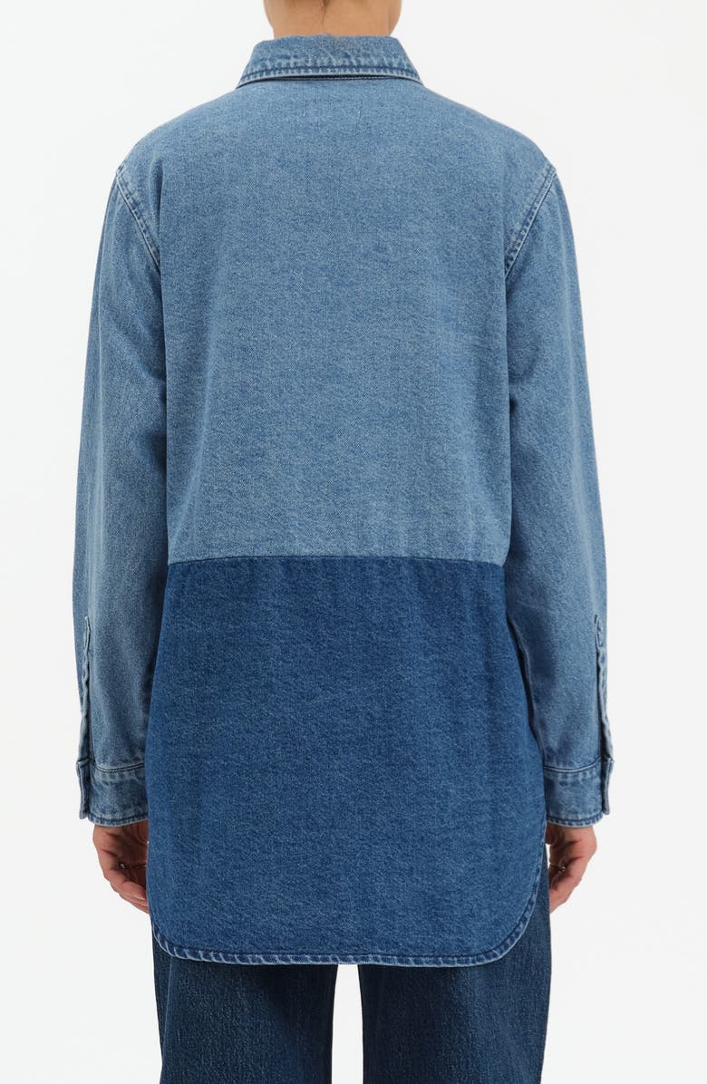 DAZE Double Time Colorblock Denim Button-Up Shirt, Alternate, color, 2 Tone
