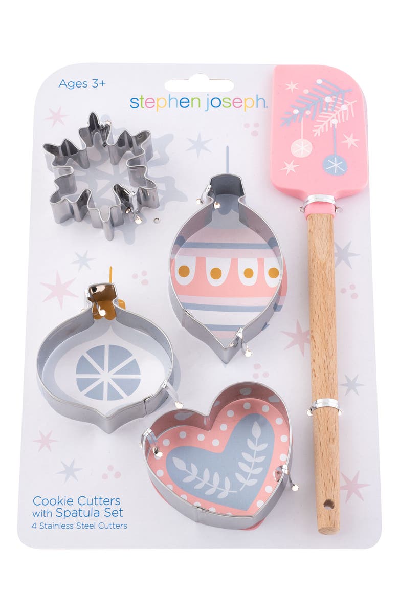 Stephen Joseph Kids' Holiday Cookie Cutter & Spatula Set, Main, color, Pink
