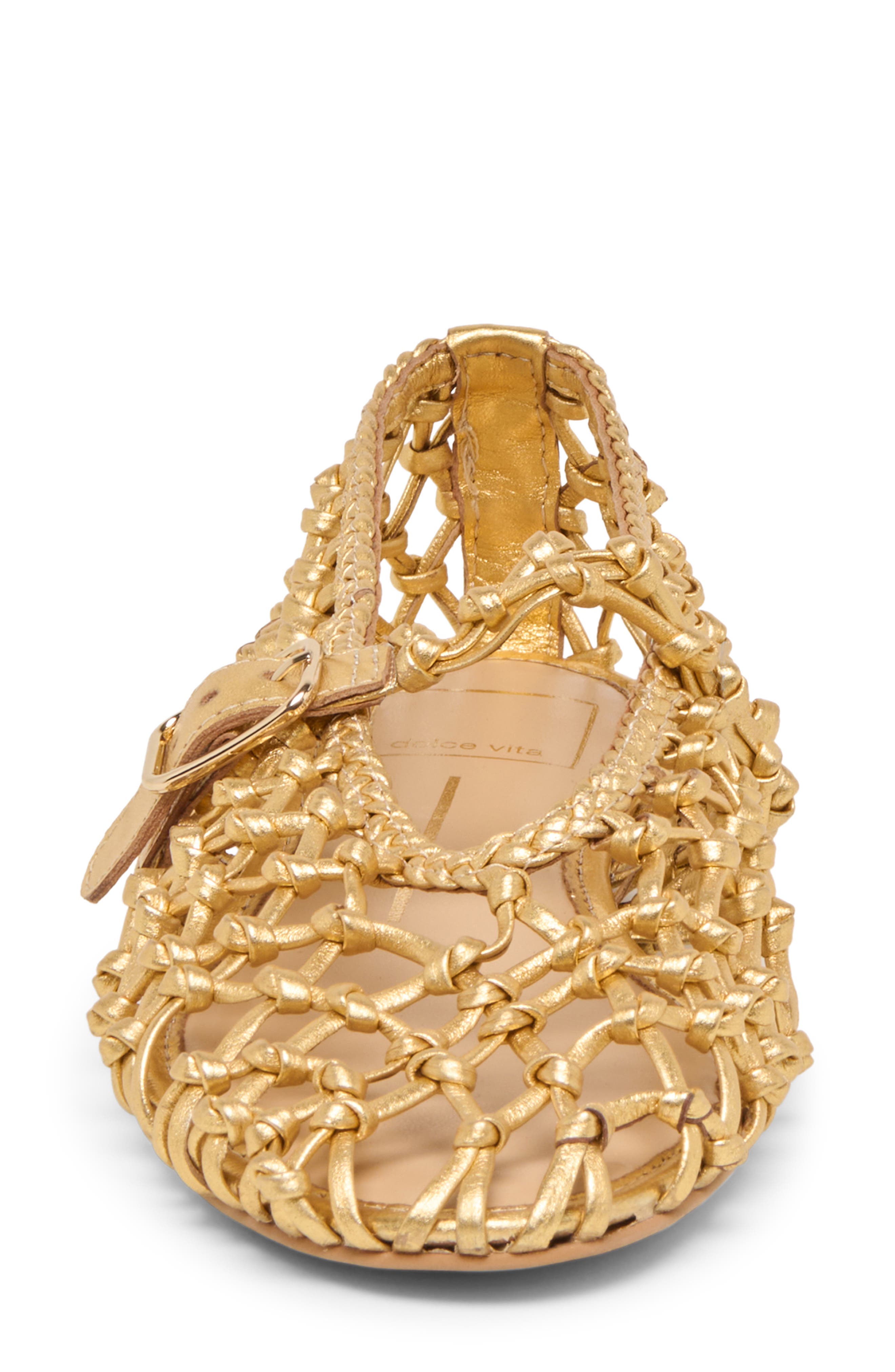 Dolce Vita Clair Woven Mary Jane Flat, Alternate, color, Gold Woven Leather