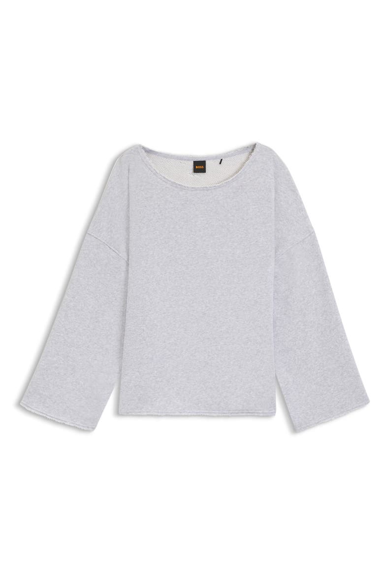 Enely Raw Edge Cotton Blend Sweatshirt, Alternate, color, OPEN GREY
