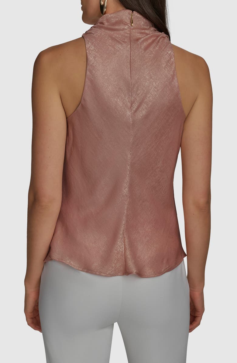 Donna Karan New York Cowl Neck Sleeveless Mixed Media Top, Alternate, color,