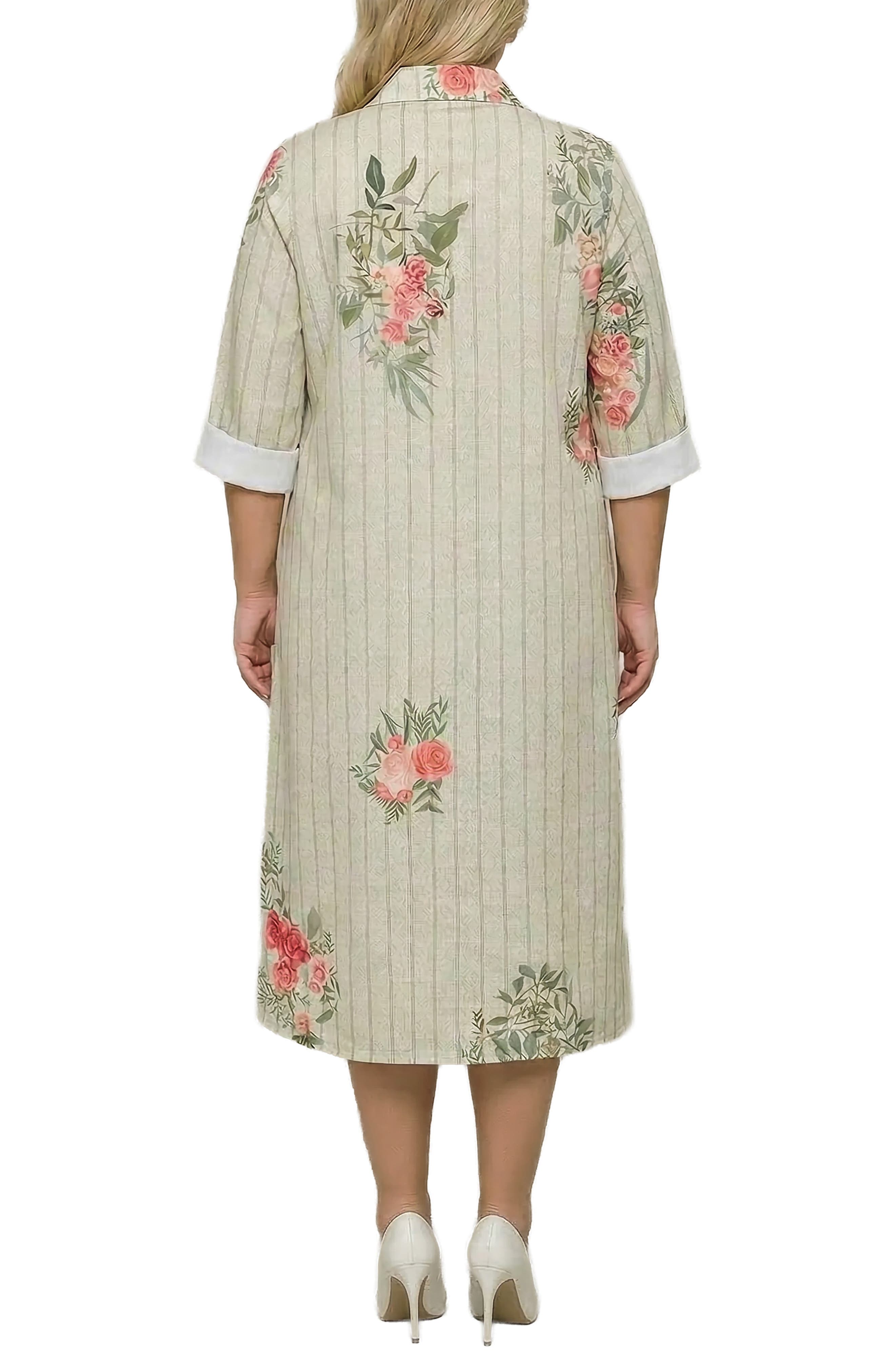 Stripe & Floral Midi Shirtdress - image 2