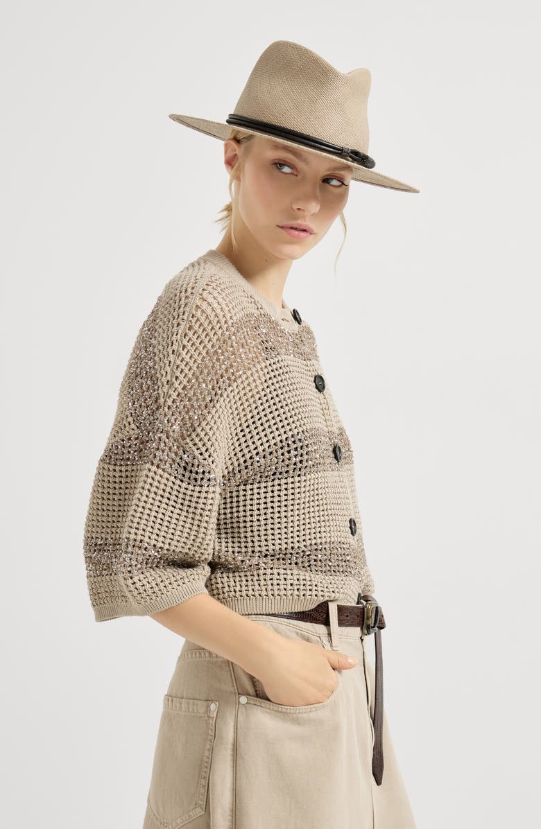 Brunello Cucinelli Cropped cardigan, Alternate, color, Sand