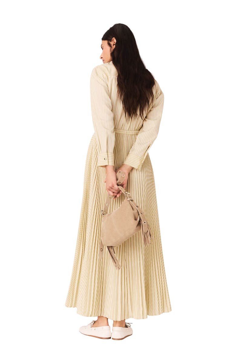 maje Eyelet pleated maxi dress, Alternate, color, Pale Yellow