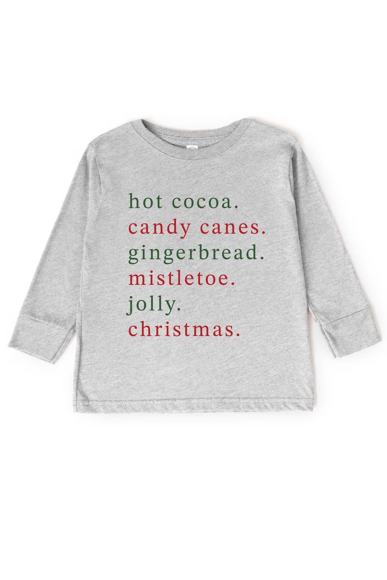 Christmas Words Typewriter Long Sleeve Tee Toddler, Main, color, Heather Grey