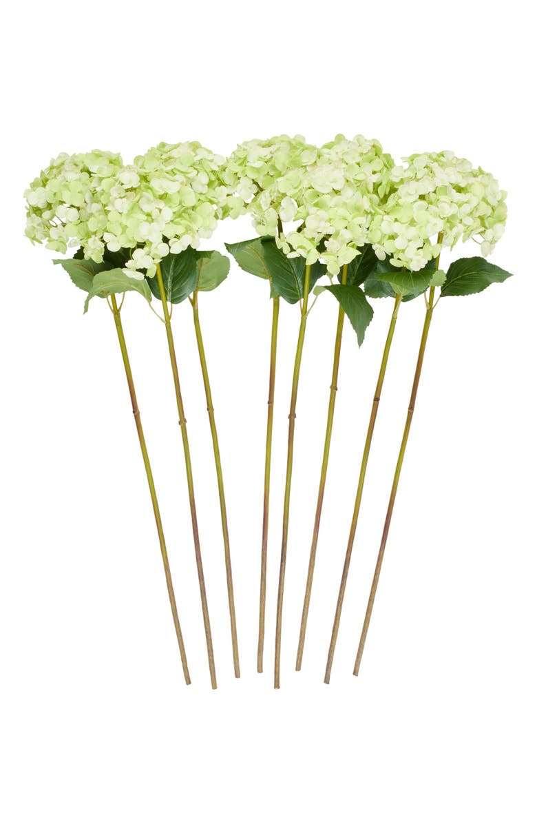 SONOMA SAGE HOME Set of Eight Green Hydrangea Artificial Flowers, Main, color, Green