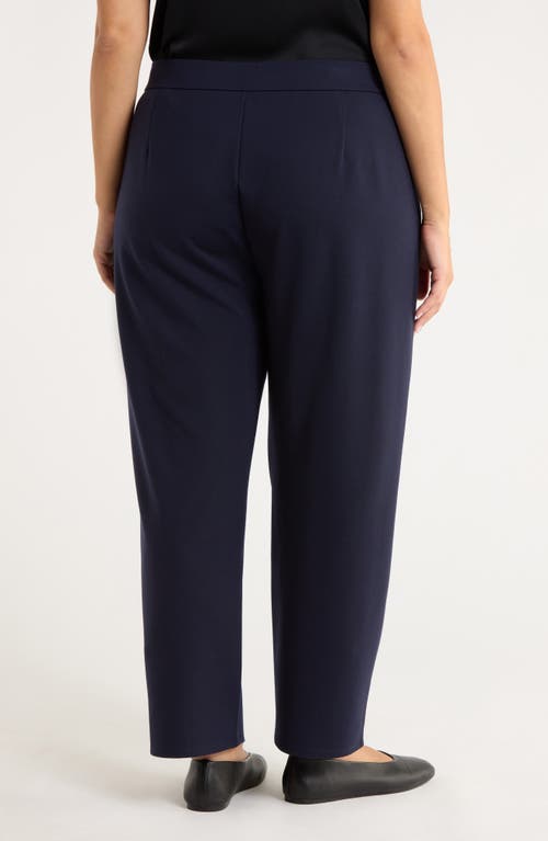 Eileen Fisher Double Knit Ankle Straight Leg Pants In Blue