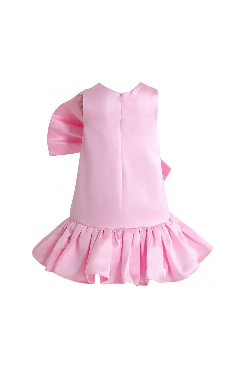 Dahlielle Satin Bow Dress, Alternate, color, Pink