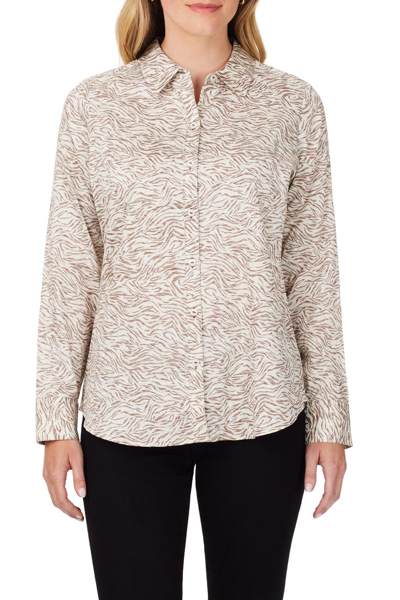 Davis Zebra Print Button-Up Shirt, Main, color, IVORY MULTI
