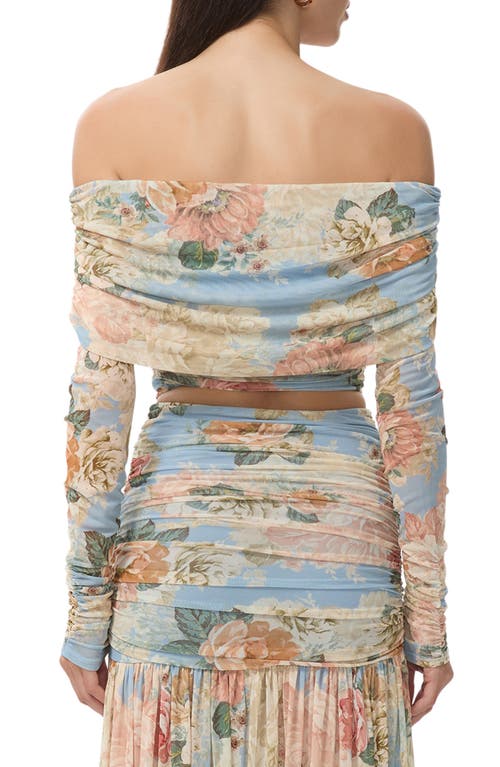 Afrm Dido Floral Off The Shoulder Crop Top In Multi