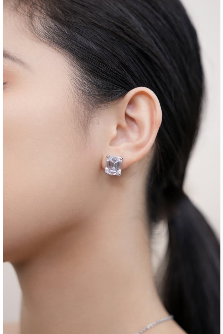 Coconut Glow Stud Earrings, Alternate, color, Sliver & Crystal Clear
