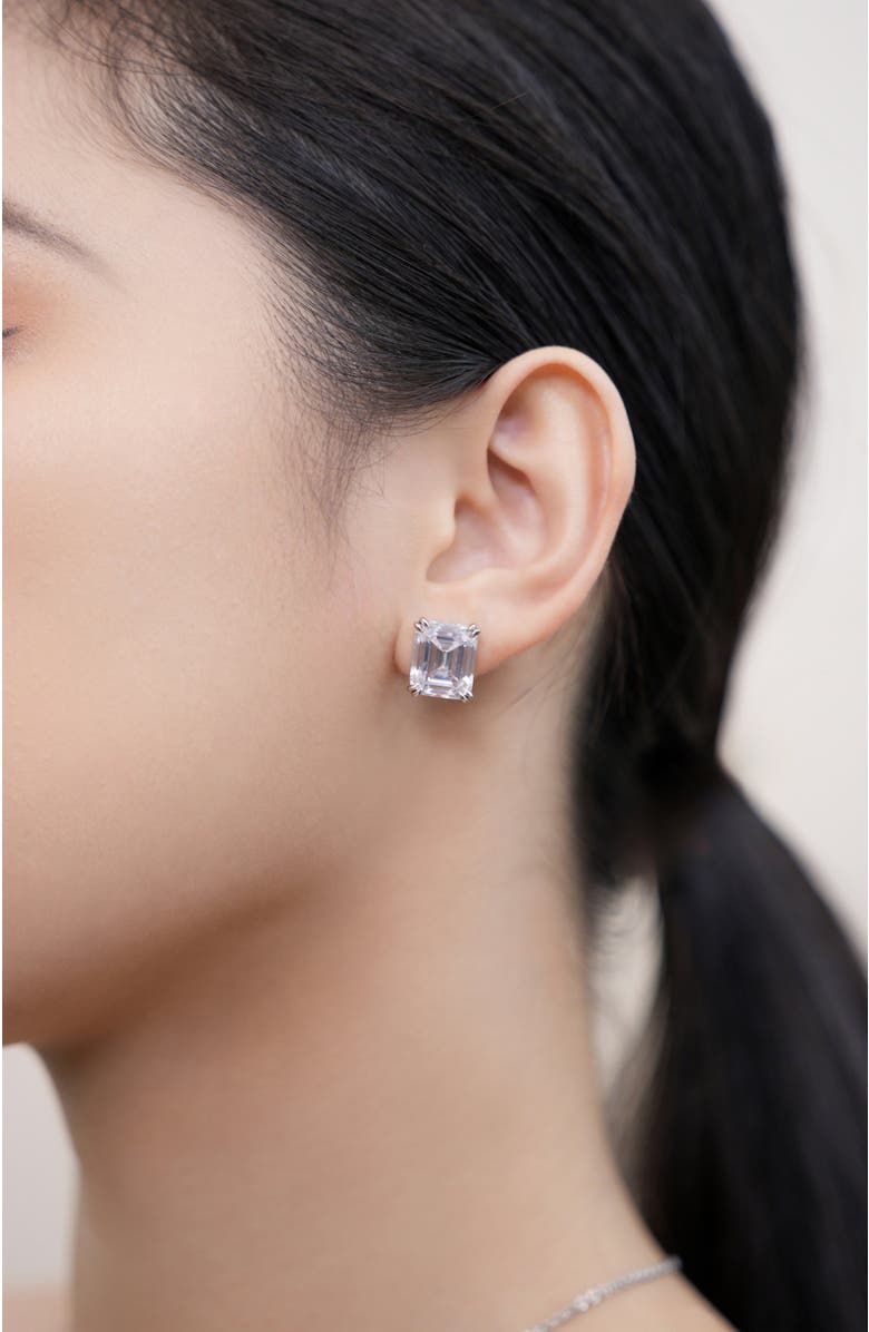 RC RETRO CHIC Coconut Glow Stud Earrings, Alternate, color, Sliver & Crystal Clear