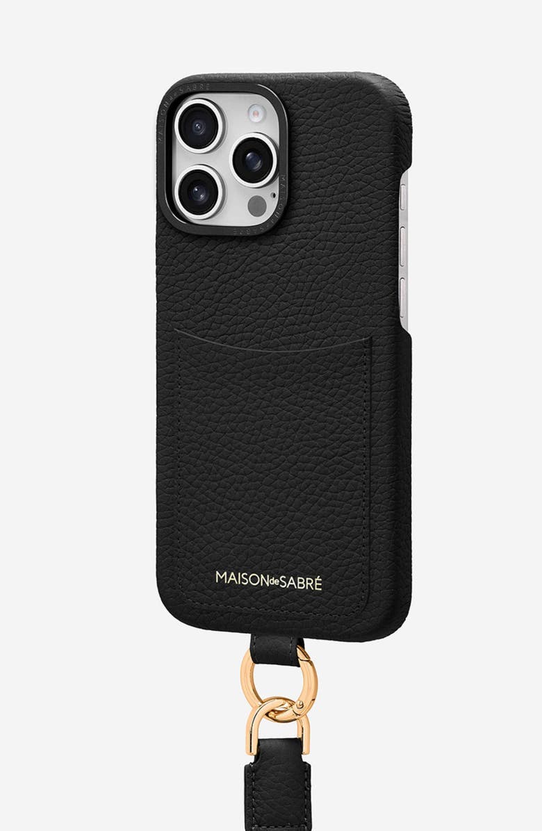 MAISON de SABRÉ Sling Phone Case, Alternate, color, Black Caviar