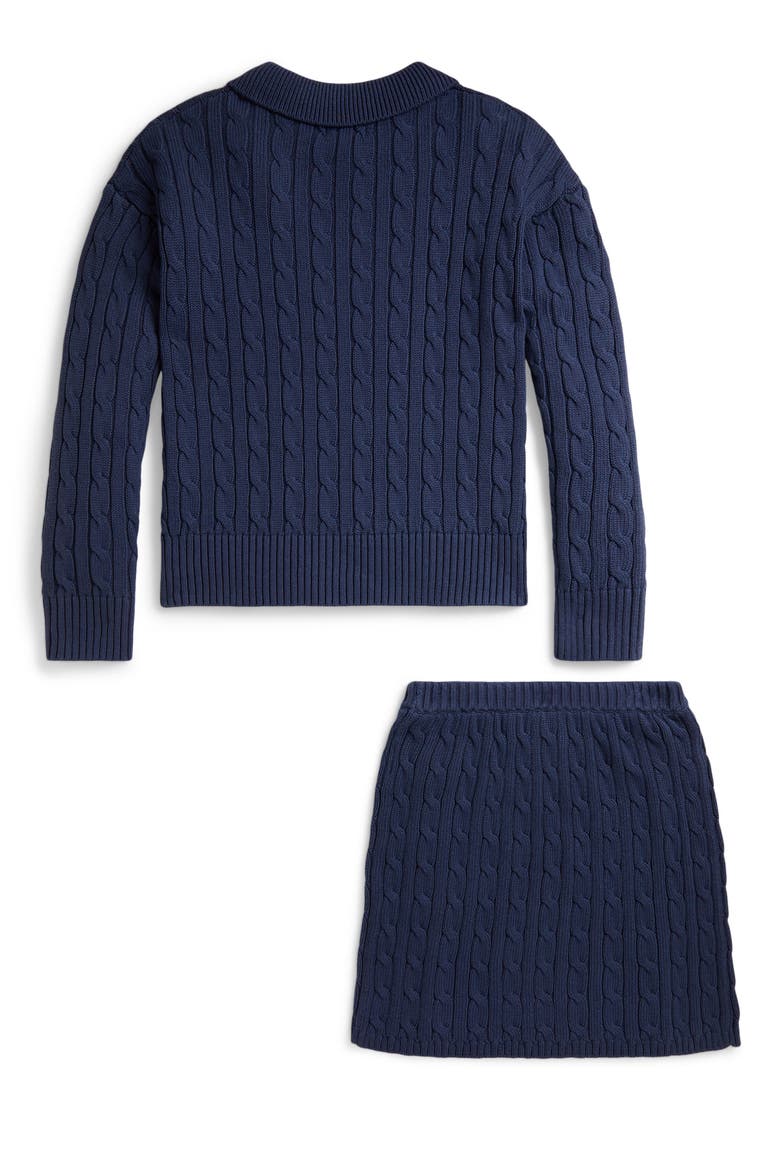 Kids' 2-Piece Cable Knit Sweater & Skirt Set, Alternate, color, NAVY