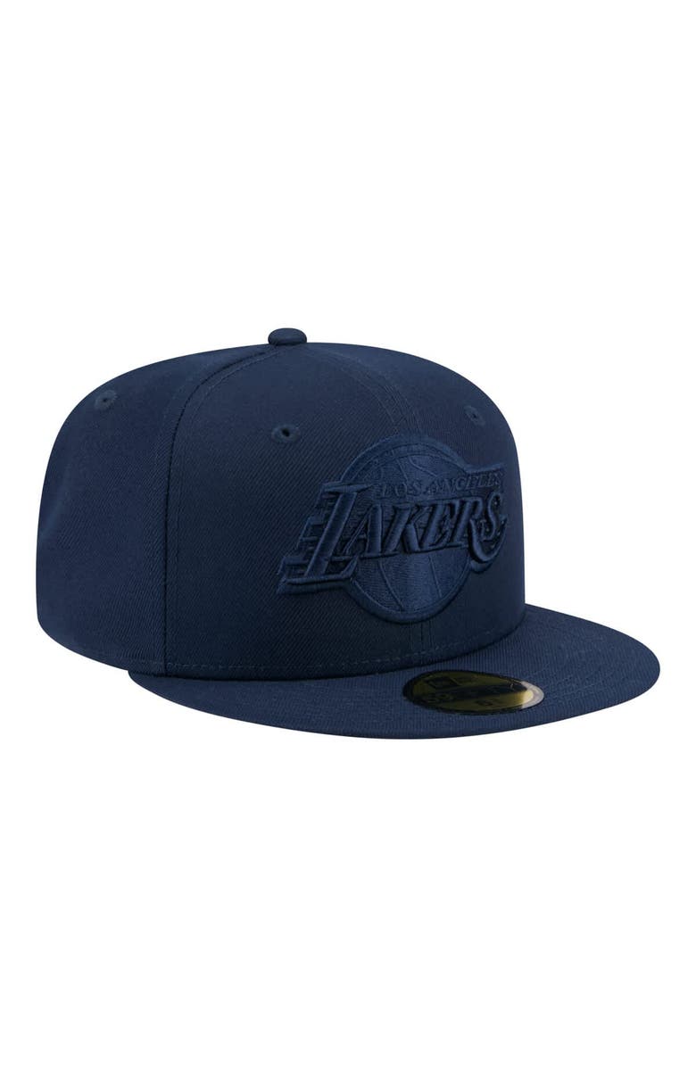 New Era Men's New Era Navy Los Angeles Lakers Tonal Color Pack 59FIFTY Fitted Hat, Alternate, color, Navy